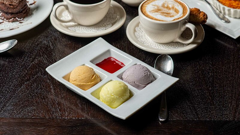 Sorbet dessert with cappuccino